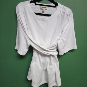 Open Edit Organic Cotton Wrap Tie Tee | White | Size M